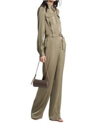 Michael Kors - Michael Satin Belted Shirt Jumpsuit - Lyst