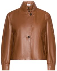 Marella - Button-Front Leather Jacket - Lyst
