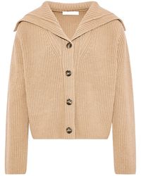 Yves Salomon - Ribbed-Knit Sailor-Collar Cardigan - Lyst