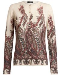Etro - Silk And Cashmere Cardigan With Placed Print - Lyst