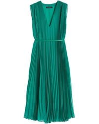 Max Mara - Pleated Belted Dress - Lyst