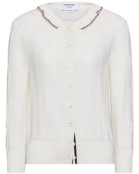 Thom Browne - Bobble Stitch Lace Trim Cardigan - Lyst
