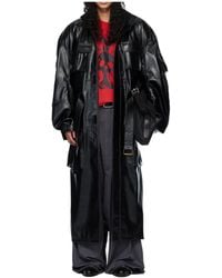 Lu'u Dan - Ram Cargo Stand-Up Collar Faux Leather Trench Coat - Lyst