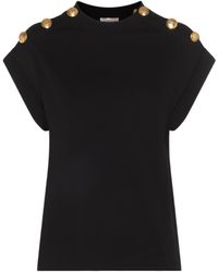 McQueen - Seal Button-Embellished T-Shirt - Lyst