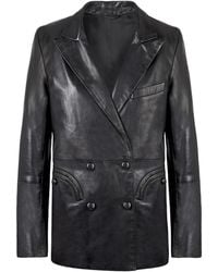 Blazé Milano - Double-Breasted Oversize Leather Blazer - Lyst