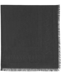 Saint Laurent - Logo Detailed Frayed Edge Scarf - Lyst