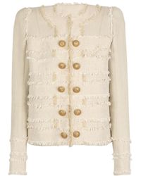 Balmain - Fringed Tweed Jacket - Lyst