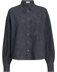 Brunello Cucinelli - Monili-Trim Denim Shirt - Lyst