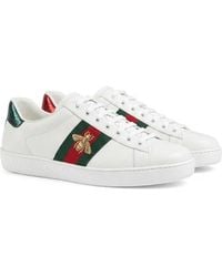 Gucci - Ace Embroidered Leather Sneaker - Lyst