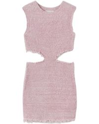 Jil Sander - Cut Out Detailed Frayed Knitted Mini Dress - Lyst