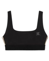 Burberry - Check Trim Stretch Bra Top - Lyst