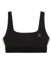 Burberry - Check Trim Stretch Bra Top - Lyst