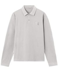 Stone Island - Slim-Fit Long-Sleeve Polo With Tonal Compass Patch - Lyst
