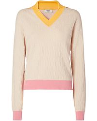 Fendi - Logo Detailed V-Neck Jumper - Lyst