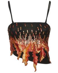 GIUSEPPE DI MORABITO - Embellished Asymmetric Viscose Top - Lyst