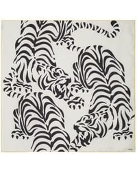 Fendi - Ivory Silk Foulard With Tiger Print - Lyst