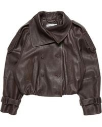 Acne Studios - Cropped Leather Trench Coat - Lyst
