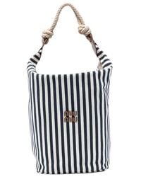 Miu Miu - Striped Rope-Handle Bucket Bag - Lyst