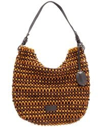 STAUD - Leather-Trimmed Beaded Wood Shoulder Bag - Lyst