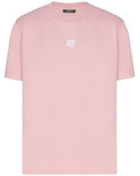Balmain - Logo Embroidered T-Shirt - Lyst