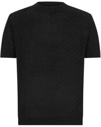 Emporio Armani - Patterned Short-Sleeved Knitted Jumper - Lyst