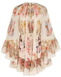Zimmermann - Daylight Flutter Spliced Print Dress - Lyst