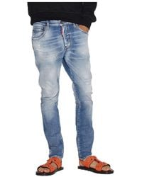 DSquared² - Logo Patch Distressed Slim-Fit Jeans - Lyst