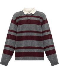 FRAME - Striped Polo-Collar Sweater - Lyst