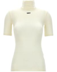 Off-White c/o Virgil Abloh - Logo Printed High Neck Top - Lyst