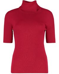 P.A.R.O.S.H. - Ribbed-Knit Turtleneck Short-Sleeve Jumper - Lyst