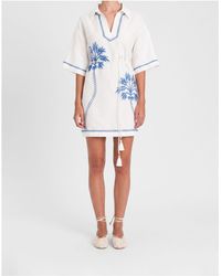 Twinset - Palm Tree-Embroidered Belted Mini Dress - Lyst
