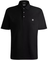 BOSS - Boss Double-Monogram Patch Polo Shirt - Lyst