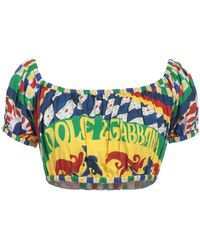 Dolce & Gabbana - Short-Sleeve Off-Shoulder Printed Top - Lyst