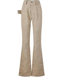 Bottega Veneta - Linentextured Highwaisted Flare Pants - Lyst