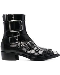 McQueen - Buckle Detailed Ankle Boots - Lyst