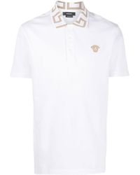 Versace - Greca Short-Sleeved Straight Hem Polo Shirt - Lyst