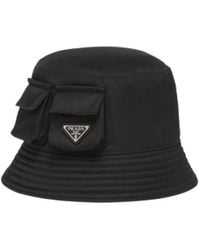 Prada - Triangle-Logo Pocket-Detailed Bucket Hat - Lyst