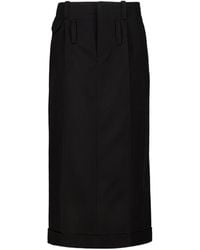 Marni - Button-Detail Turn-Up Hem Pencil Midi Skirt - Lyst