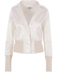 MM6 by Maison Margiela - Satin-Finish Bomber Jacket - Lyst