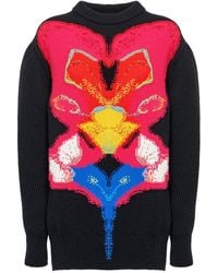 McQueen - Orchid Intarsia-Knit Crewneck Jumper - Lyst
