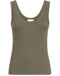 Brunello Cucinelli - Stretch Cotton Ribbed Jersey Top With Monili - Lyst