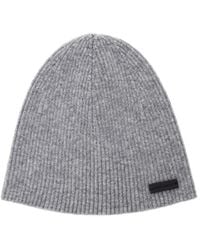 Saint Laurent - Logo Patch Ribbed Beanie - Lyst