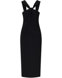 Emilia Wickstead - Open-Back Twisted Darted Birdseye Halterneck Midi Dress - Lyst