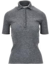 Fendi - Ribbed-Knit Short-Sleeve Polo Shirt - Lyst