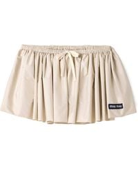 Miu Miu - Logo-Patch Drawstring Mini Skirt - Lyst