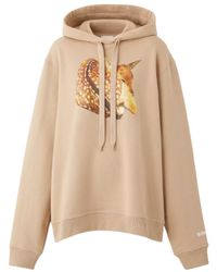 Burberry - Deer-Print Cotton Hoodie - Lyst