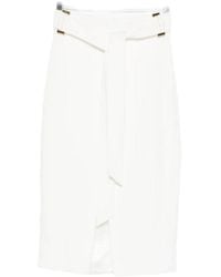 Elisabetta Franchi - Tied Waist Zip-Detailed Midi Skirt - Lyst
