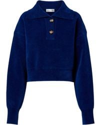 Victoria Beckham - Cropped Cotton-Blend Velvet Sweatshirt - Lyst