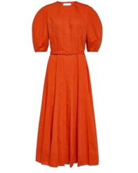 Gabriela Hearst - Caden Puff Sleeve Midi Dress - Lyst