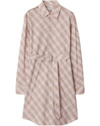 Burberry - Checked Belted Waist Shirt Dress - Lyst